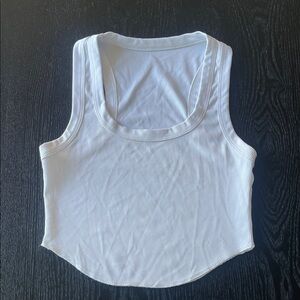 White Ribbed Scoop Neck Tank Top